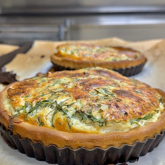 Goats cheese & rocket quiche
